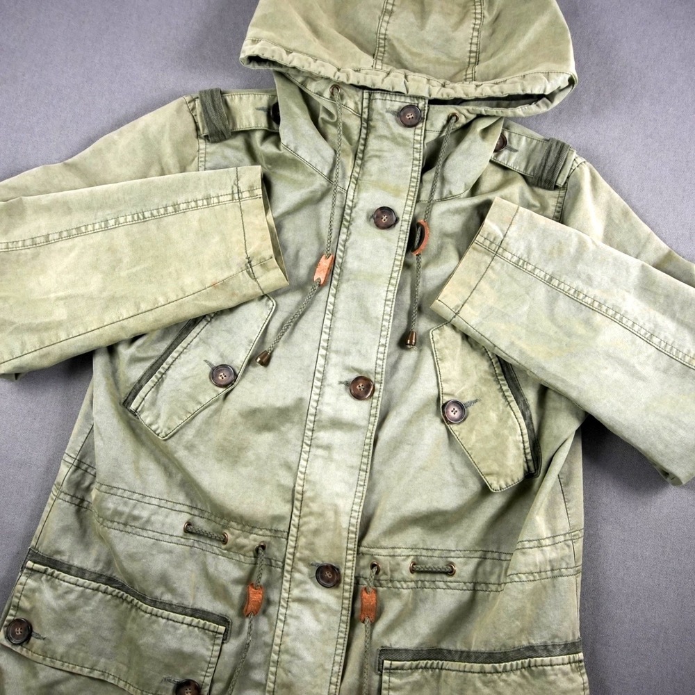 Vintage Tommy Hilfiger Utility Military Parka Womens Light Jacket Green Hooded M
